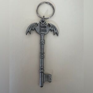 Disney Parks Haunted Mansion Metal Key Keychain Gothic Antique Silver
